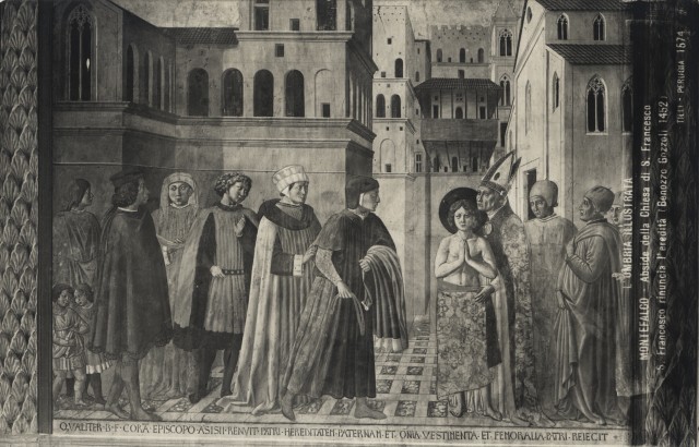 Tilli — Montefalco - Abside della Chiesa di S. Francesco. Francesco rinuncia l'eredità (Benozzo Gozzoli 1452) — insieme